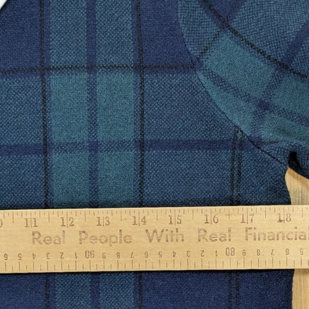 Tahari Women Preppy Academia Old Money Blue Green Plaid Layered Sweater Large - Picture 6 of 8